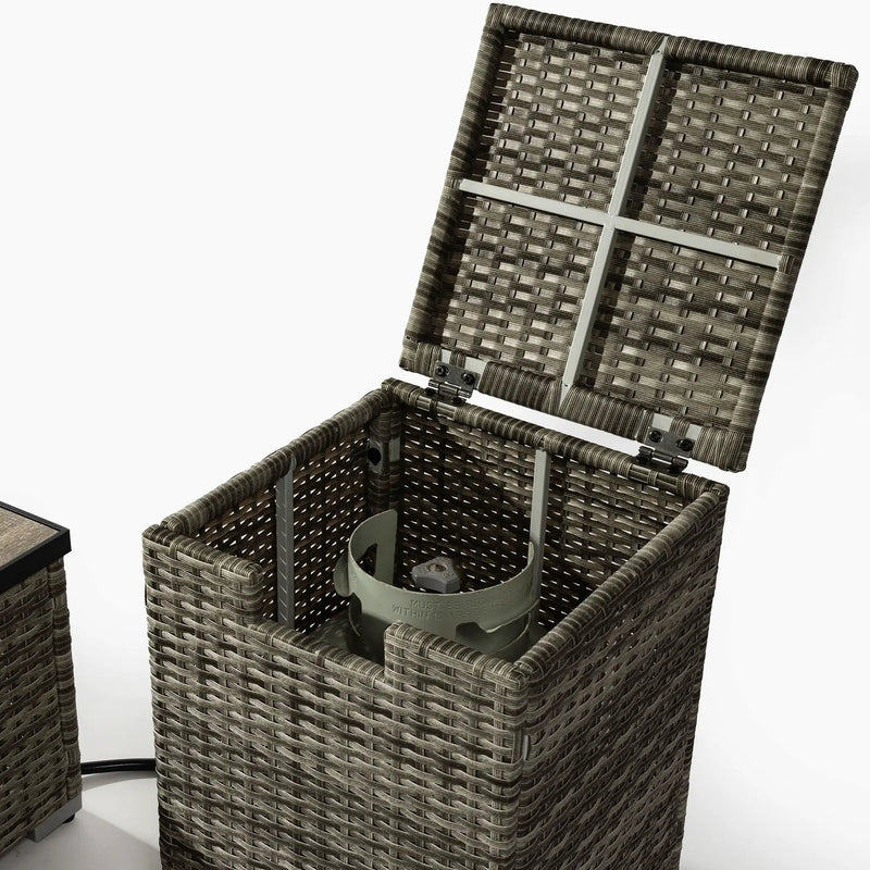 32" Propane Gas Fire Pit Table With Propane Tank Cover, 50000 Btu Rectangular Steel Fire Pit With Beautiful Wicker Base by HouseOfZazla