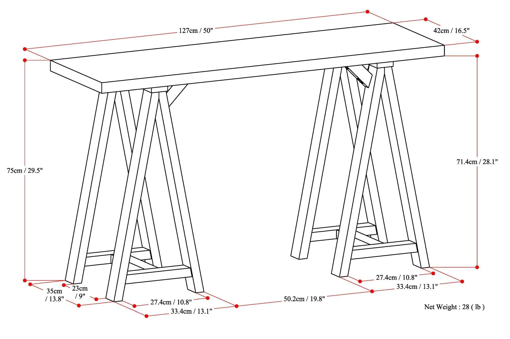 Sawhorse - Handcrafted Console Sofa Table by Unique Piece Furniture