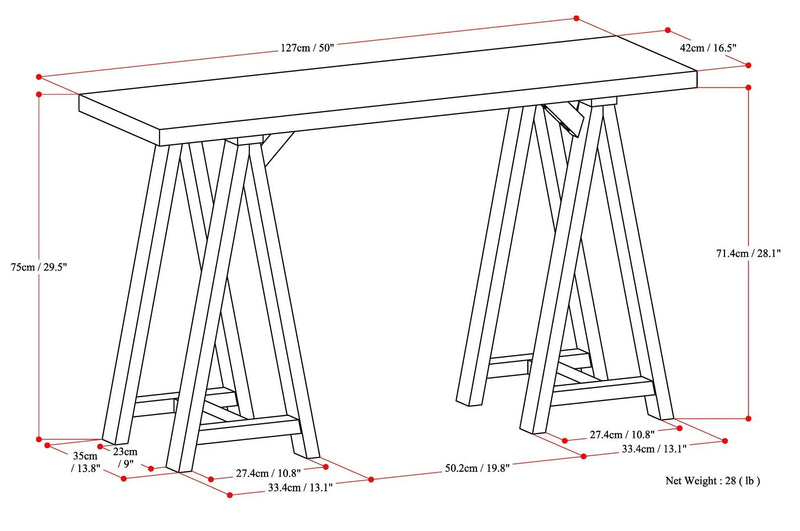 Sawhorse - Handcrafted Console Sofa Table by Unique Piece Furniture