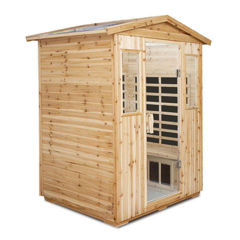 4 Person Old Fir Far Infrared Outdoor Sauna Room - Natural by HouseOfZazla