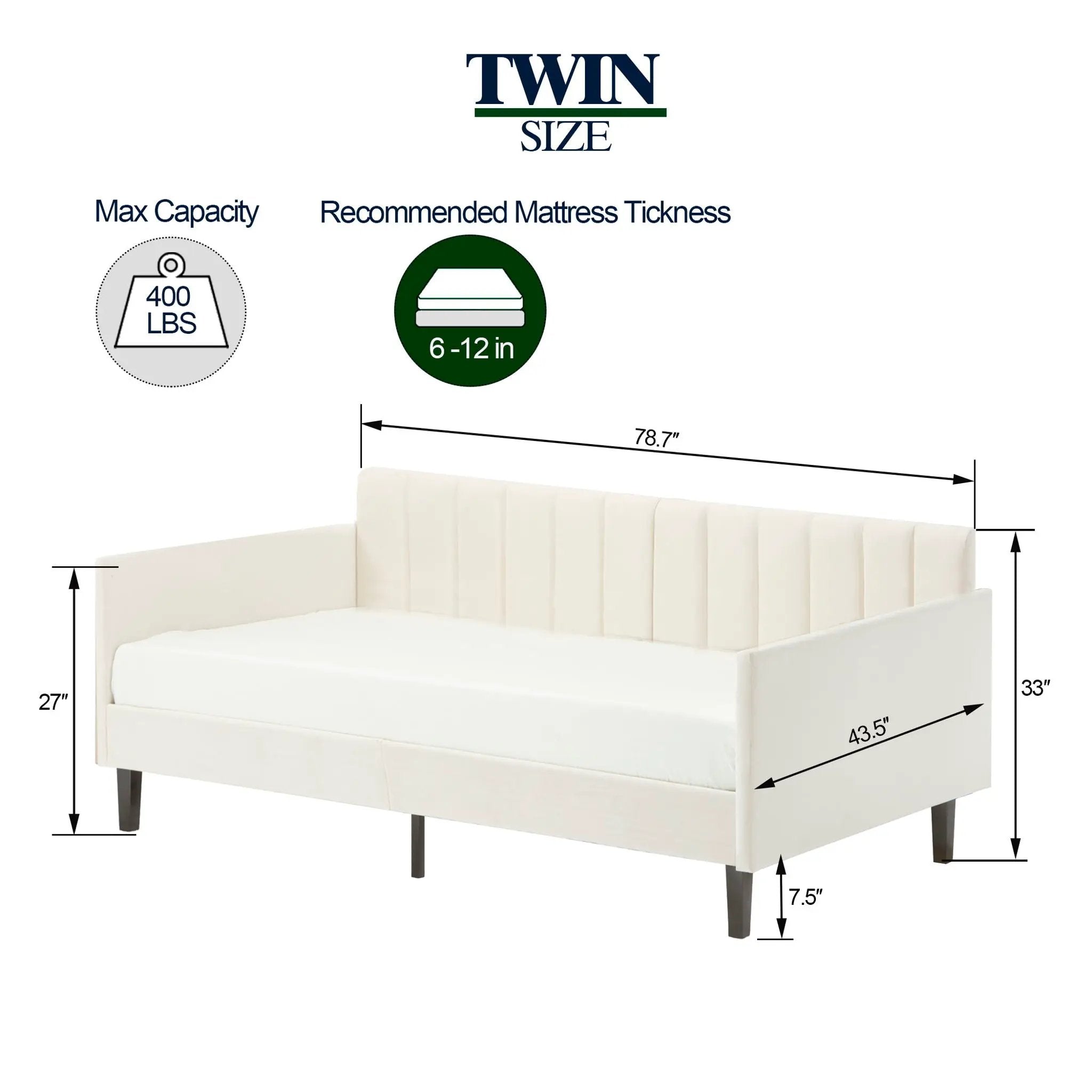 Elena - Boucle Upholstered Daybed, Ribbed Tufted Backrest by Unique Piece Furniture