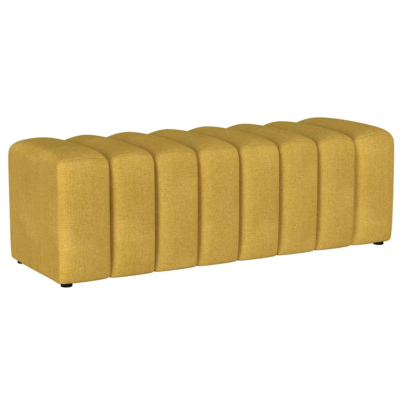 Summer Fabric Upholstered Tufted Accent Bench Mustard Yellow by Unique Piece Furniture
