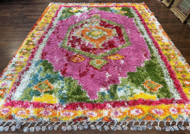 Colorful Shag Rug 8x10, Fuchsia and Multicolor by Jewel Rugs