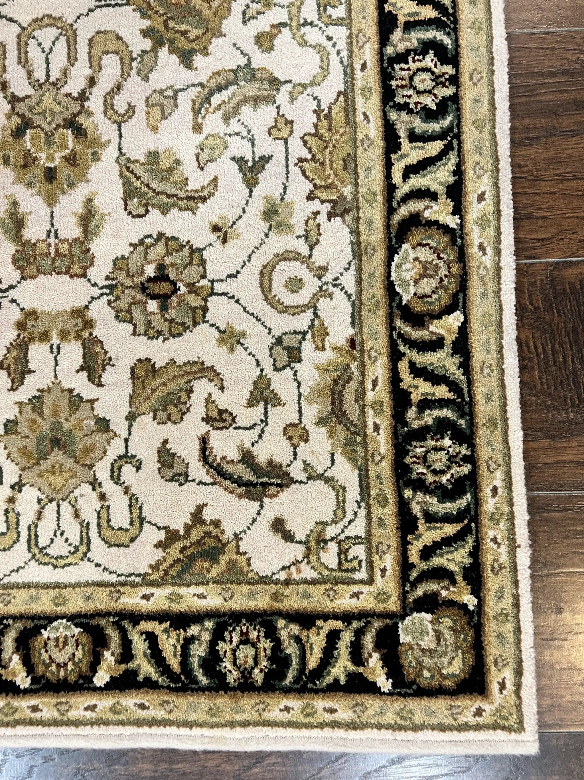 Small Indo Mahal Rug 2.5 x 4, Wool Indian Oriental Carpet, Hand Knotted Handmade Vintage Traditional Rug, Beige Tan Black by Jewel Rugs