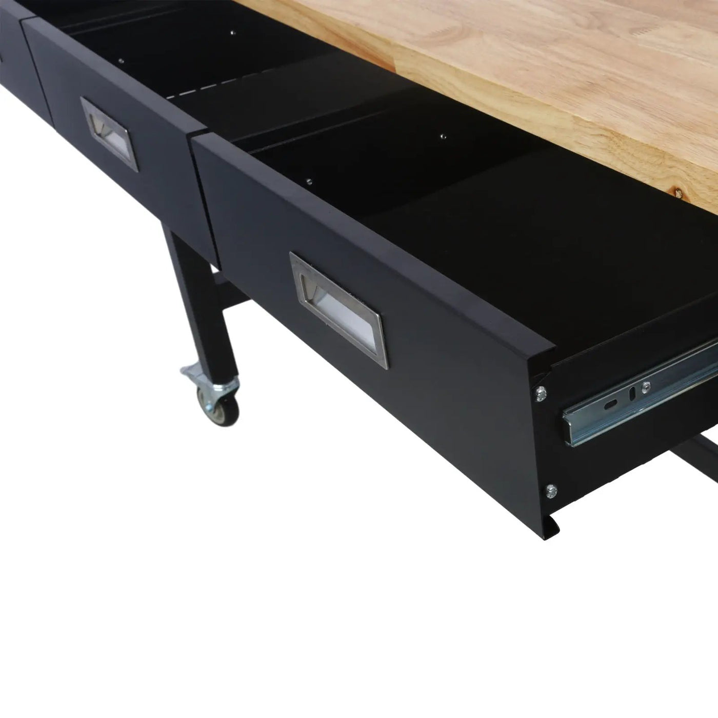 Work Bench, Workbench With Drawer Storage, Heavy Duty Bamboo Wood Work Table With Wheels For Garage Home Office by HouseOfZazla