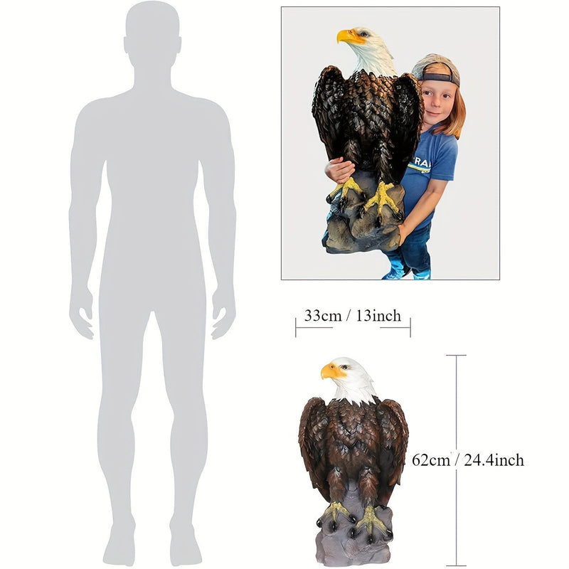 13" H x 24.4" L Large Standing Bald Eagle Garden Statue by HouseOfZazla