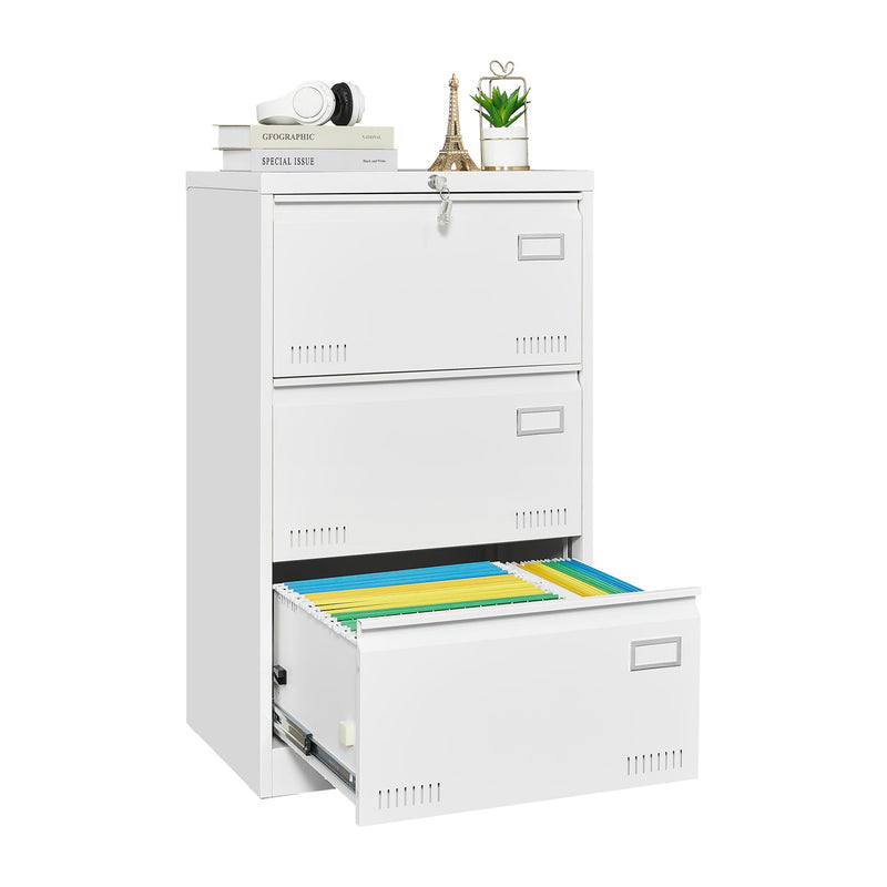 Filing Cabinet Lateral File Cabinet 3 Drawer, Locking Metal File Cabinets Three Drawer, Office Filing Cabinet With Lock Drawers For Home Office by Unique Piece Furniture