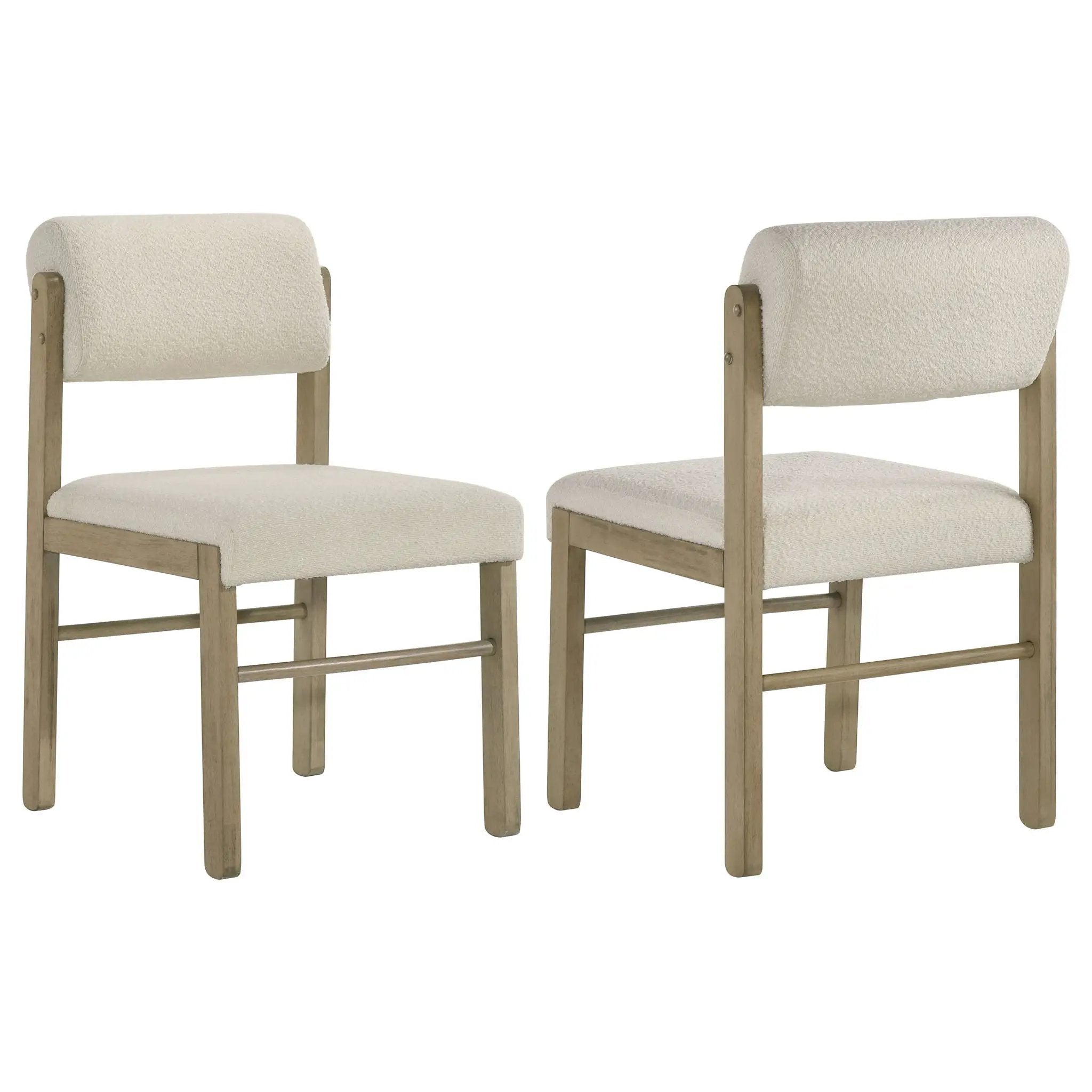 Kehoe Upholstered Dining Side Chair Cream and Natural Oak (Set of 2) by Unique Piece Furniture