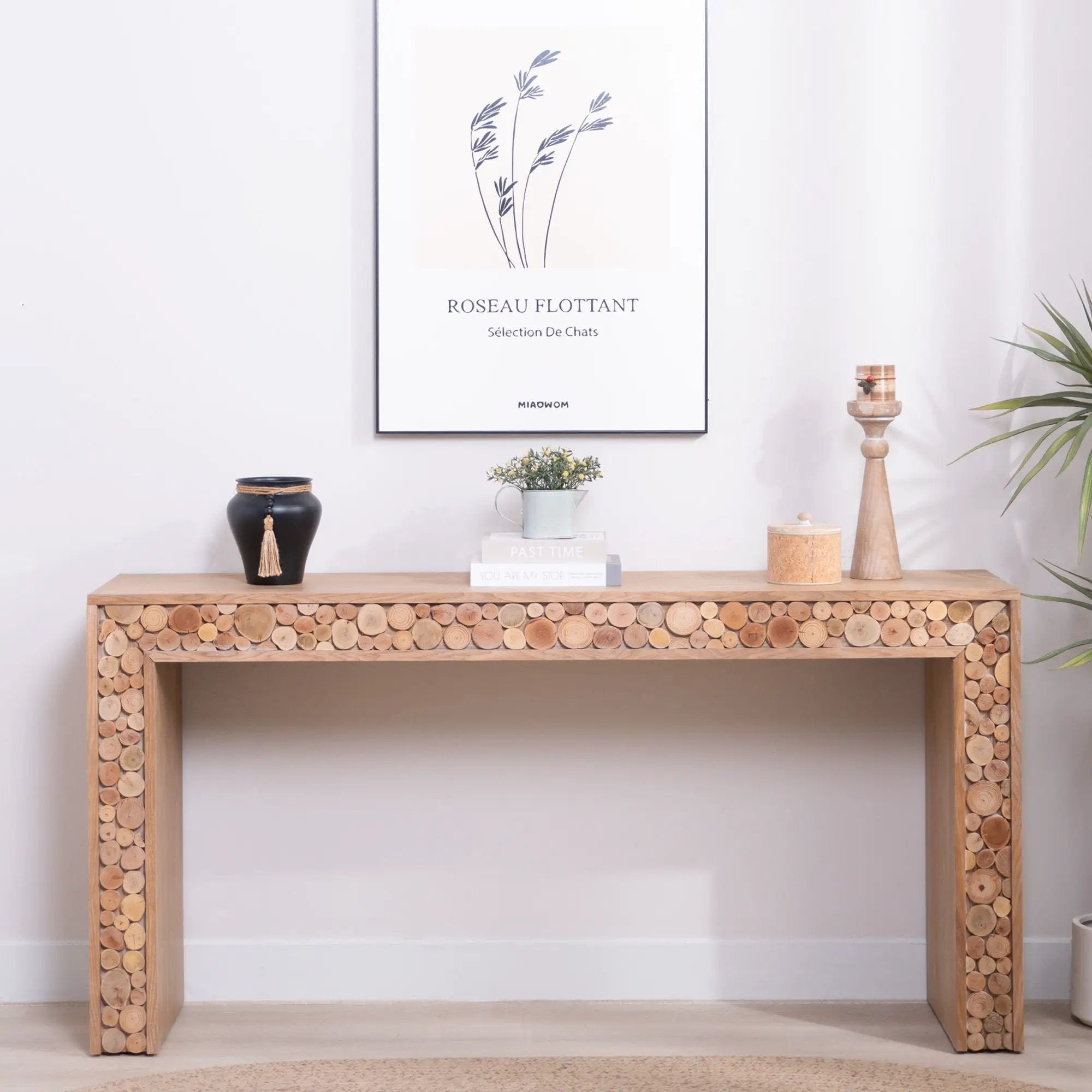 Rustic Wood Console Table With Natural Log Accents, Entryway Table, Narrow Sofa Table, Hallway Accent Table, Modern Farmhouse Style - Natural by HouseOfZazla