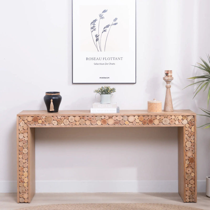 Rustic Wood Console Table With Natural Log Accents, Entryway Table, Narrow Sofa Table, Hallway Accent Table, Modern Farmhouse Style - Natural by HouseOfZazla