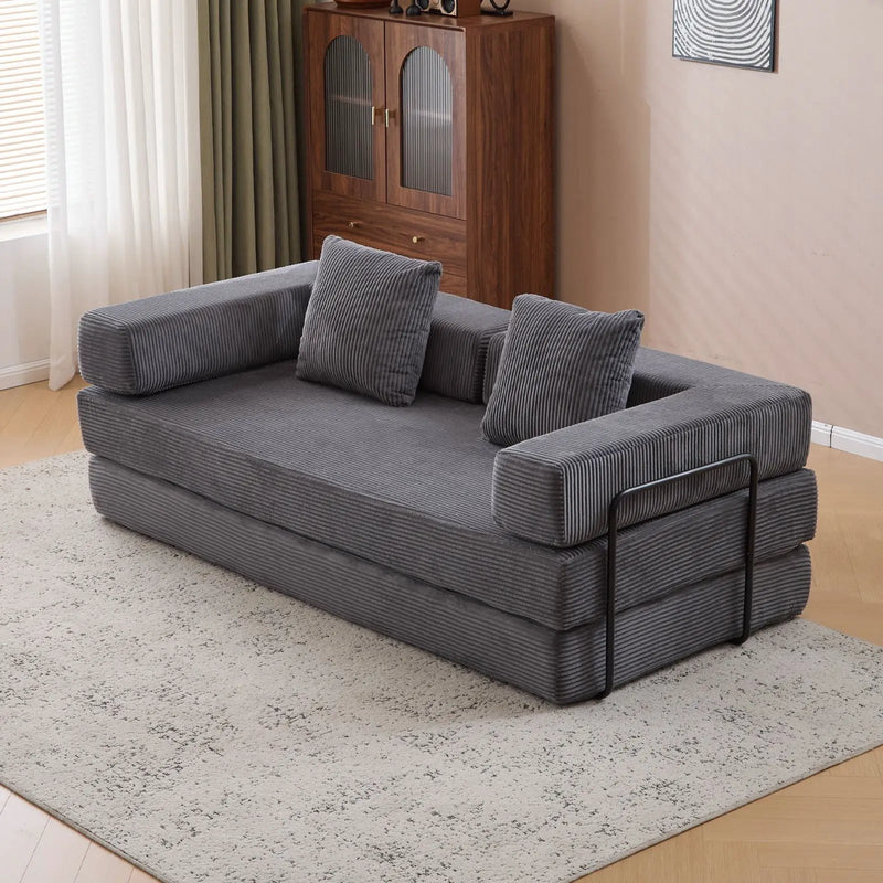Floor Couch, Convertible Floor Sofa Bed With Pillow Back Support Armrest by HouseOfZazla