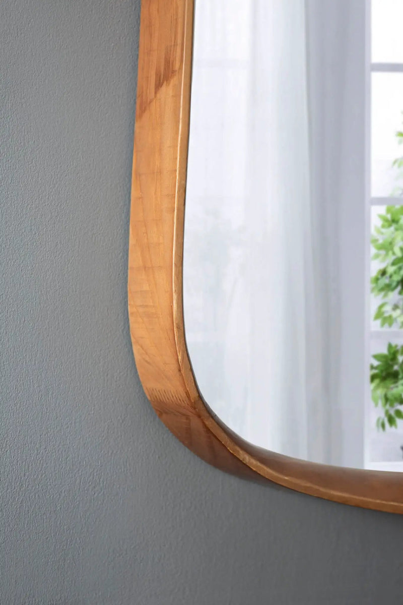 Irrgeular Mirror With Wood Frame, Wall Mirror For Living Room Bathroom Entryway - Brown by HouseOfZazla
