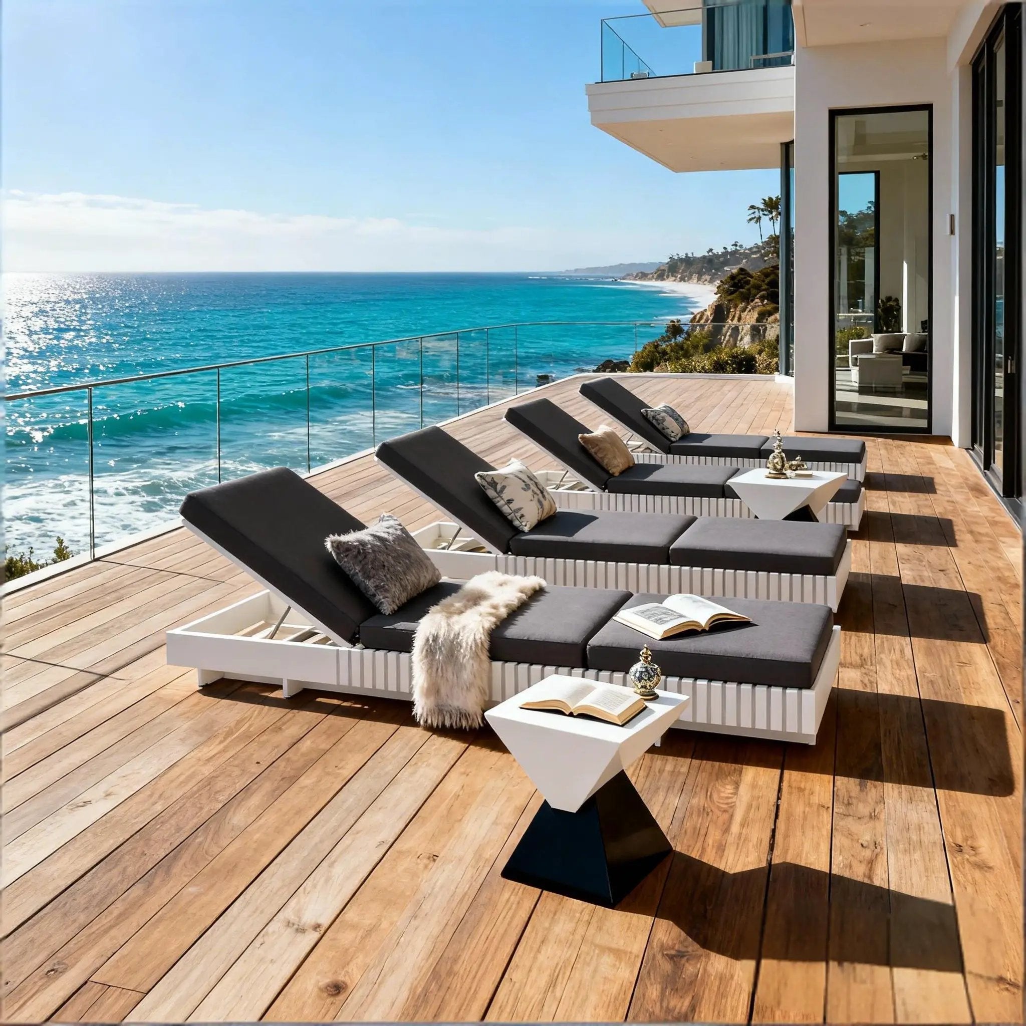 White Acacia Solid Wood Outdoor Chaise Lounge by HouseOfZazla