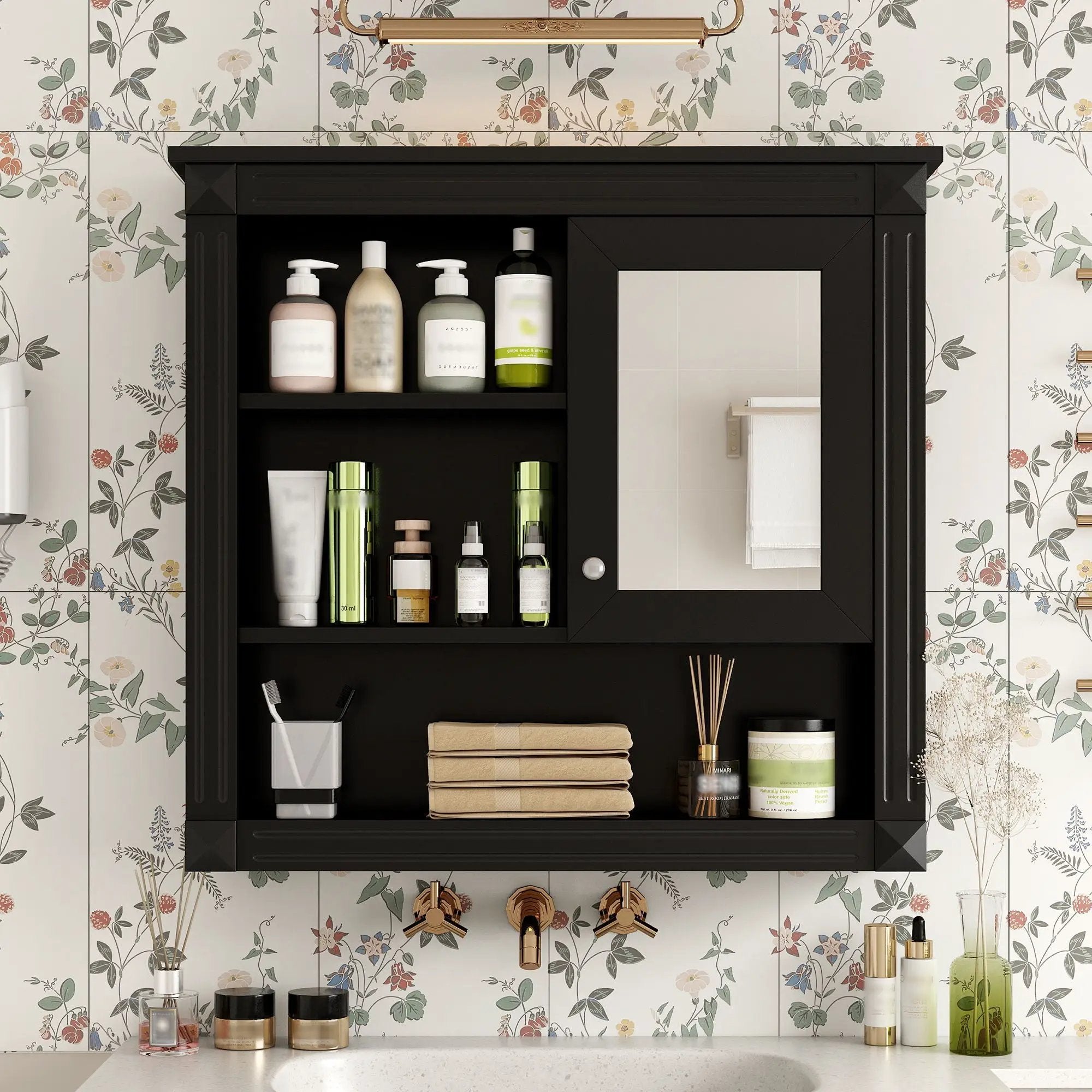 Wall-Mounted Bathroom Cabinet with Mirror and Adjustable Shelves by HouseOfZazla