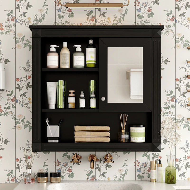 Wall-Mounted Bathroom Cabinet with Mirror and Adjustable Shelves by HouseOfZazla
