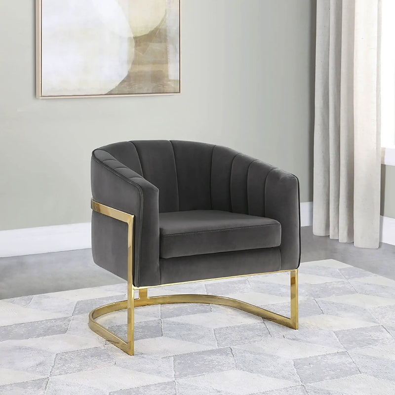 Tufted Barrel Accent Chair Upholstered Lounge Chair - Gray