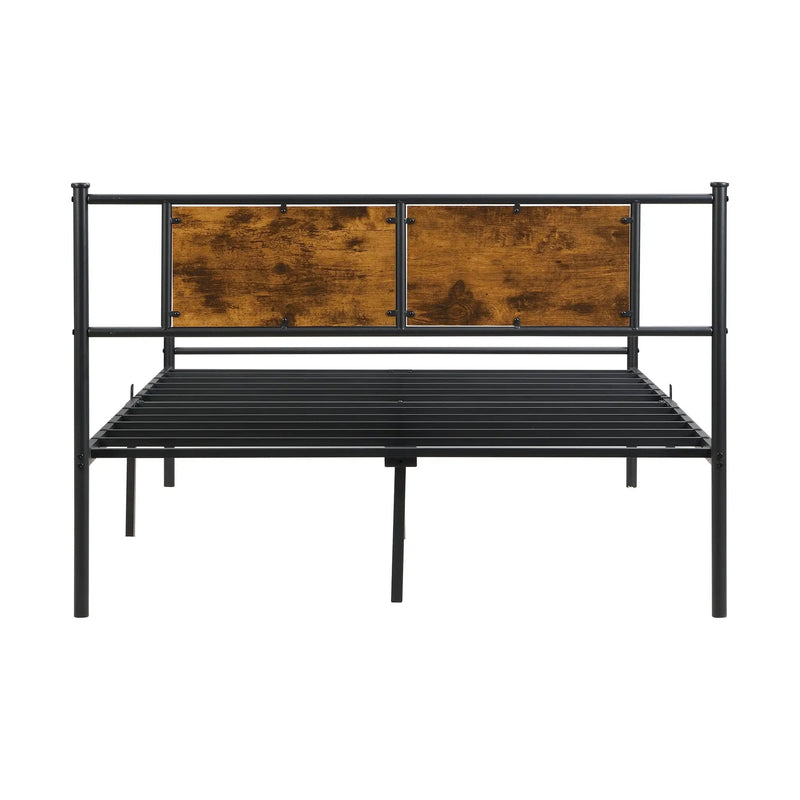 California King Bed Frame - Stylish Design with Wood Panel Headboard by HouseOfZazla