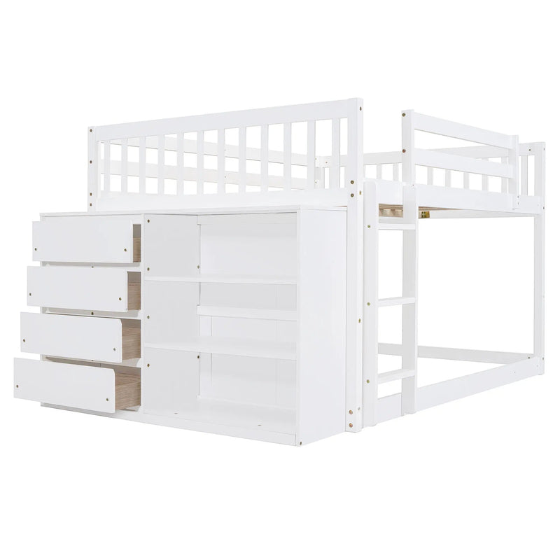 Bunk Bed With 4 Drawers And 3 Shelves by Unique Piece Furniture