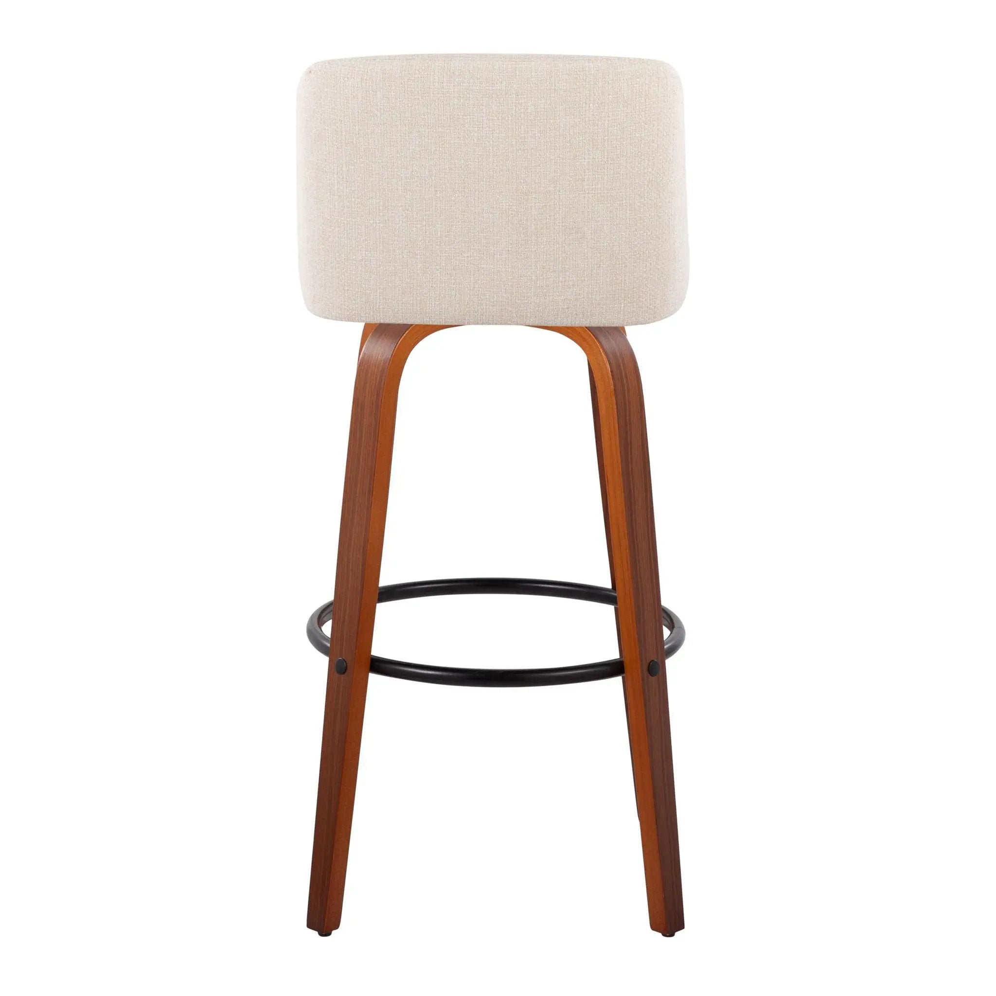 Toriano - Mid Century Modern Fixed Height Barstool Swivel And Round Footrest (Set of 2) by HouseOfZazla