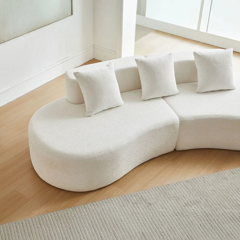 Curved Boneless Couch, Half Moon Sofa, 5 Seat Couch With High Density Foam Filled For Living Room - White by HouseOfZazla