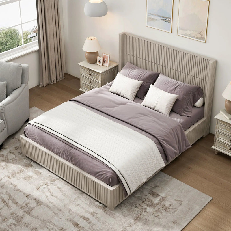 Platform Bed Frame With Headboard, Floor Standing Design by HouseOfZazla