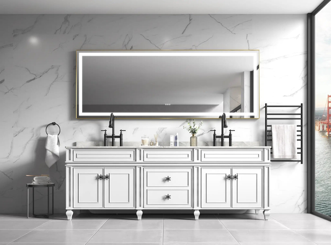 118 x 36 Inch LED Bathroom Mirror with Aluminum Frame by HouseOfZazla