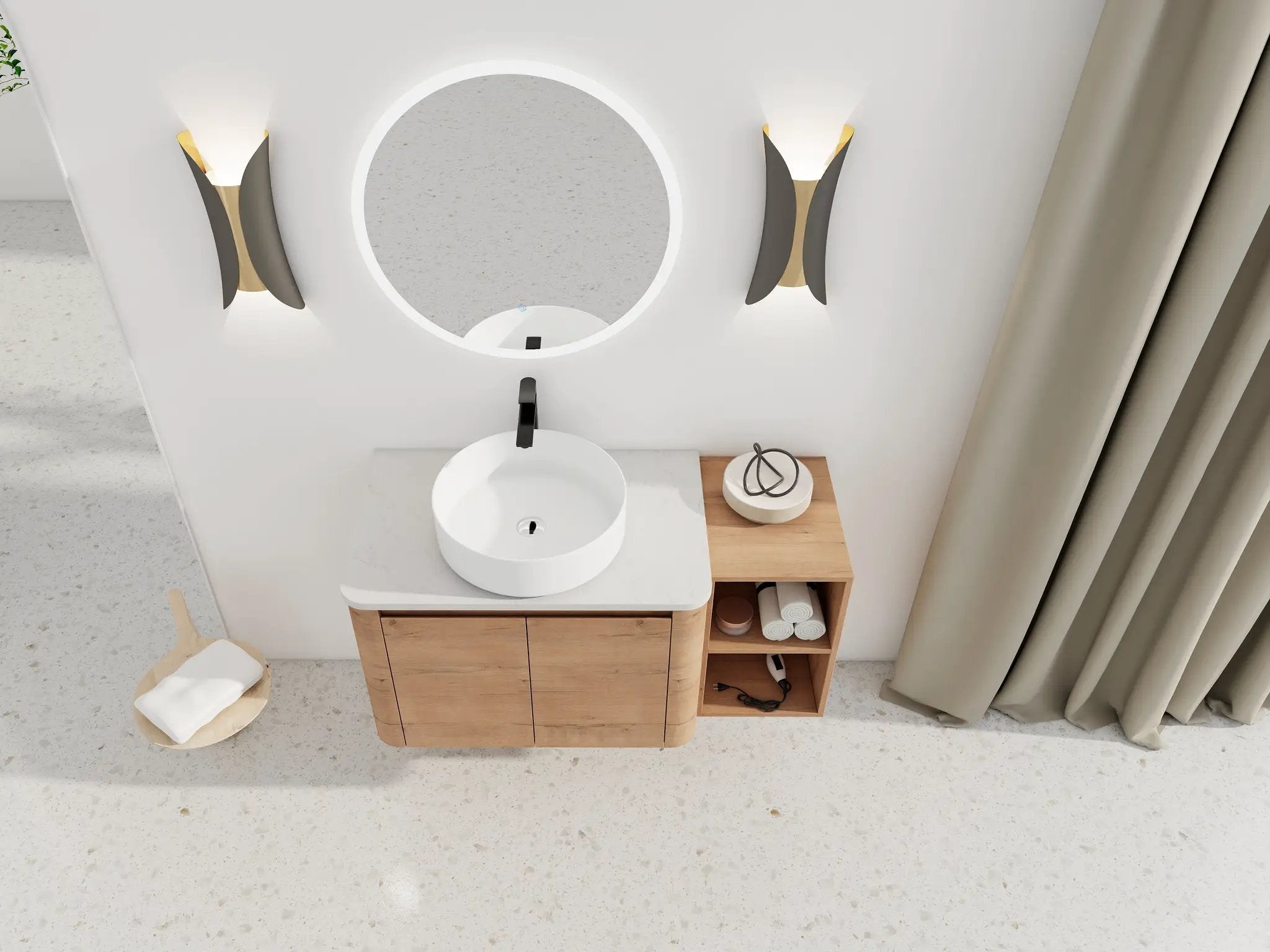 42" Wall-Mounted Bathroom Vanity With Ceramic Art Sink by HouseOfZazla
