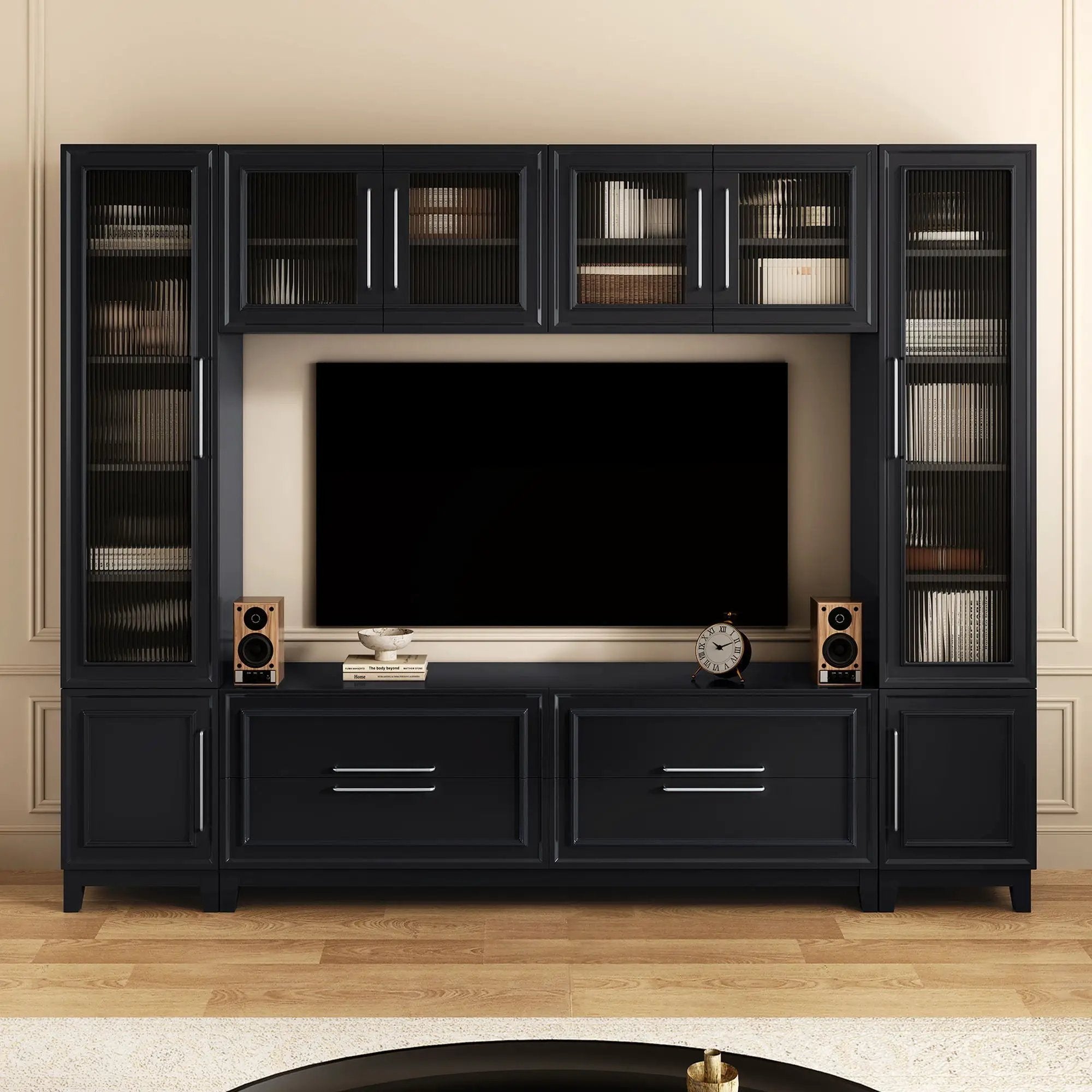Wall Unit Modern Entertainment Center With Glass Doors by HouseOfZazla