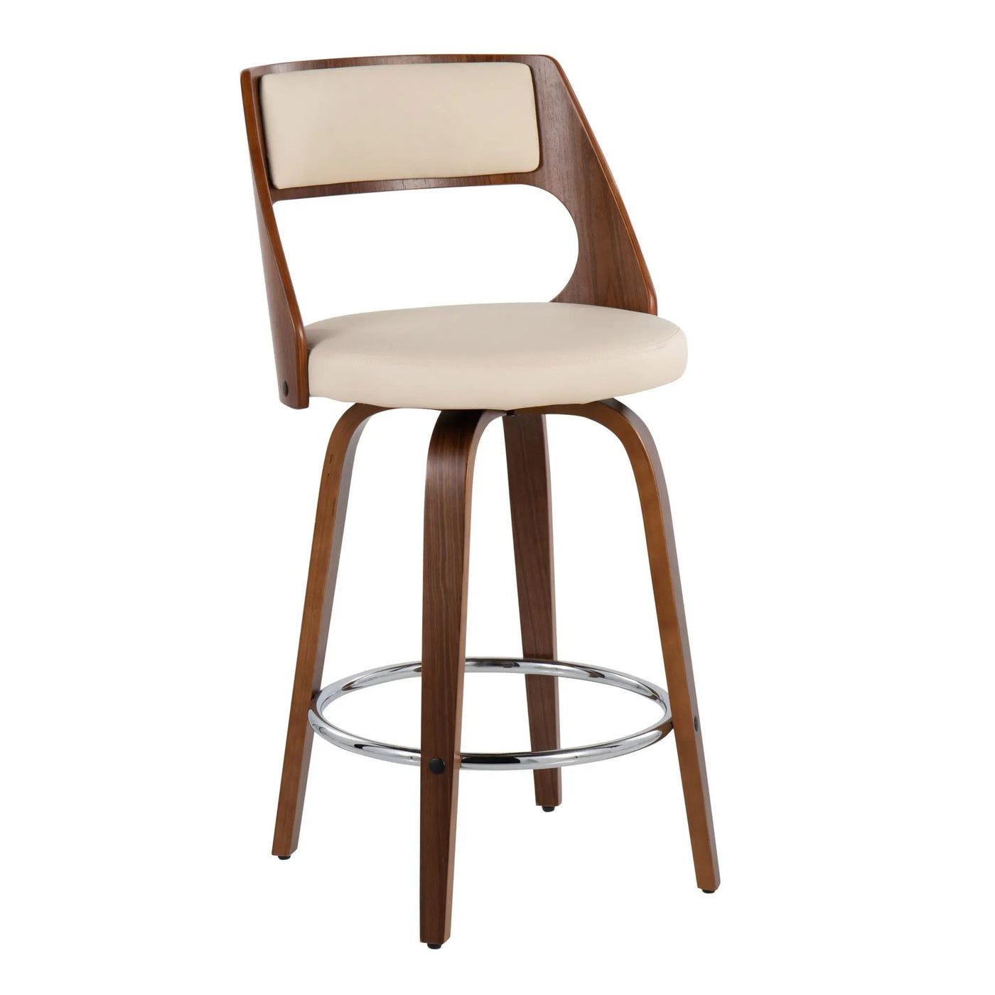 Cecina - Mid-Century Modern Fixed Height Counter Stool With Swivel And Round Footrest (Set of 2) by HouseOfZazla