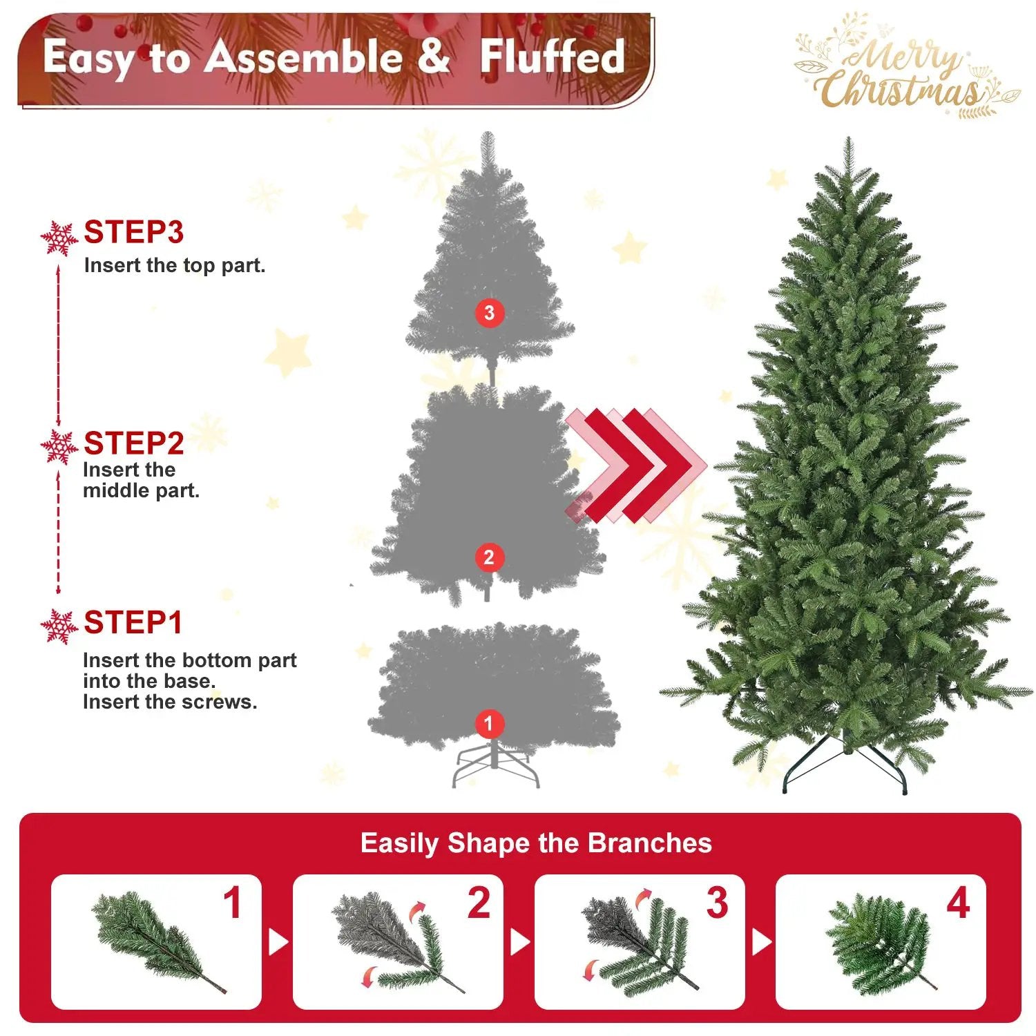 6ft Artificial Christmas Tree with 1168 Branch Tips by HouseOfZazla