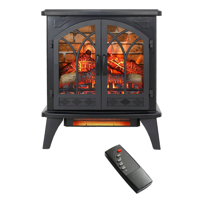 3D Flame Electric Infrared Quartz Fireplace Stove With Remote Control - Antique Black by HouseOfZazla