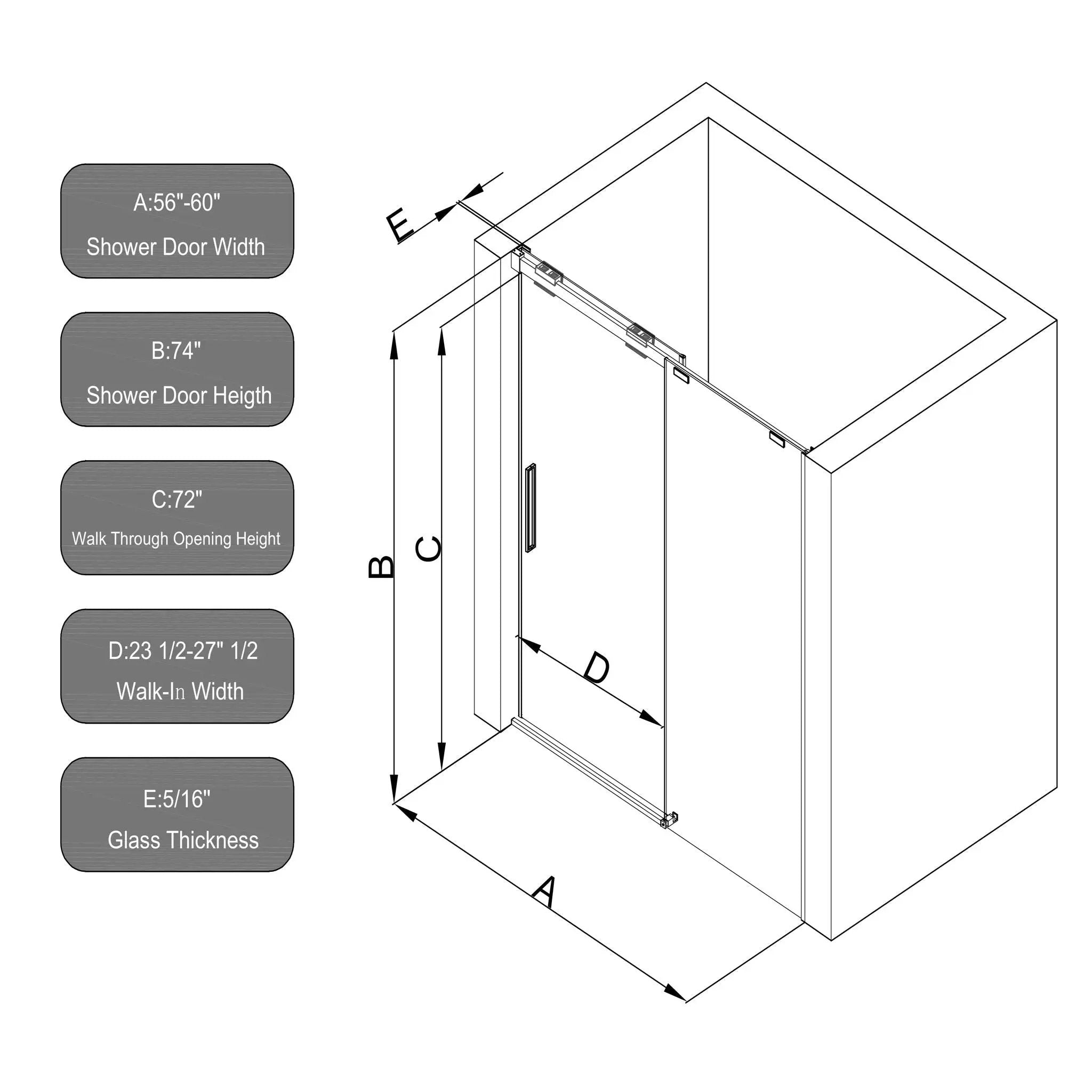 Semi-Frame Single Sliding Shower Door With Clear Tempered Glass by HouseOfZazla