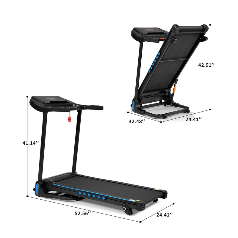 Incline Treadmill For Running & Walking, Hydraulic System Auto Folding With Type C & USB Charge For Android, 10Mph, Bluetooth Speaker - Black by HouseOfZazla