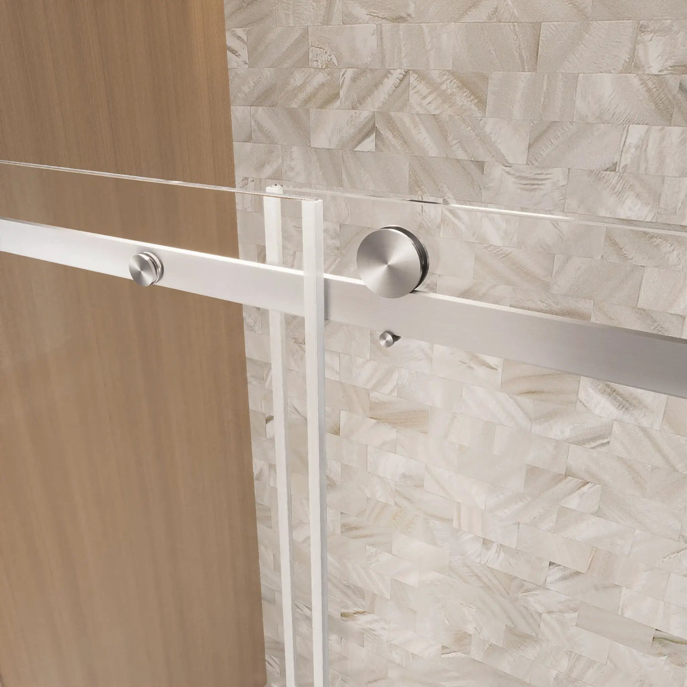 Frameless Single Sliding Shower Door & Handle And Square Tube Track by HouseOfZazla