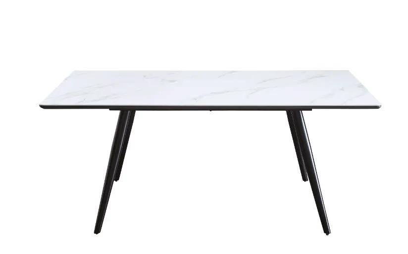 Caspian - Dining Table - White Printed Faux Marble Top & Black by Unique Piece Furniture