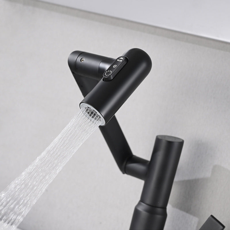 Bathroom Sink Faucet With Spray Function And Temperature Display, Anti Skid Switch, 360 Degree Rotary by HouseOfZazla
