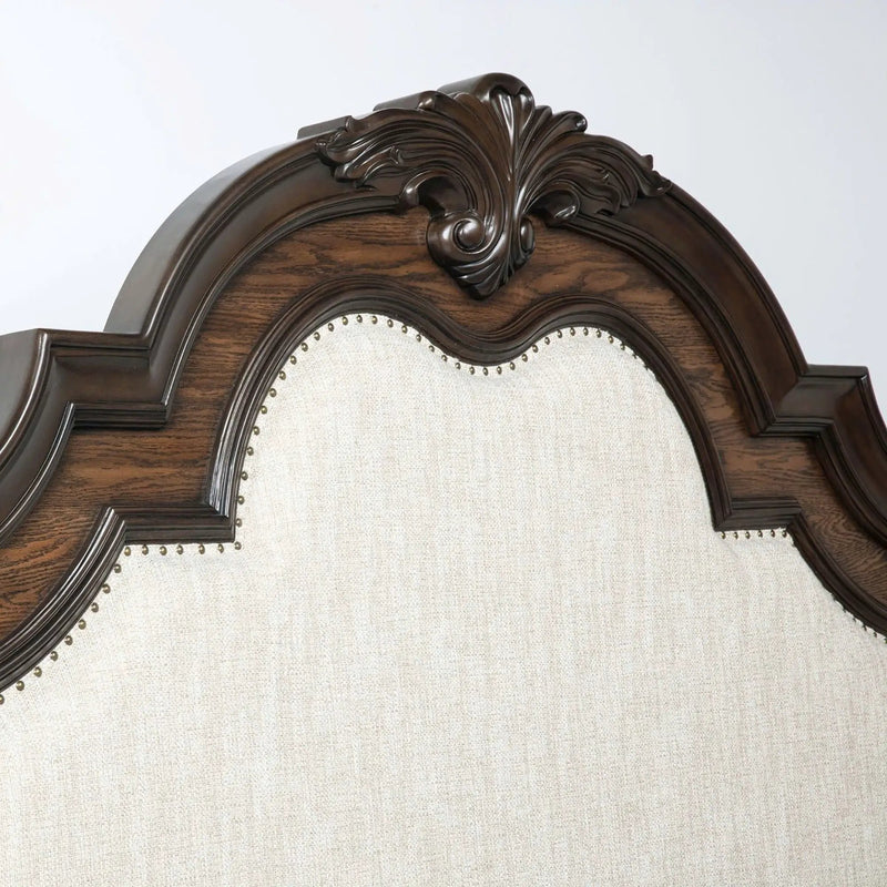 Traditional Style Upholstered Headboard Panel Bed by Unique Piece Furniture