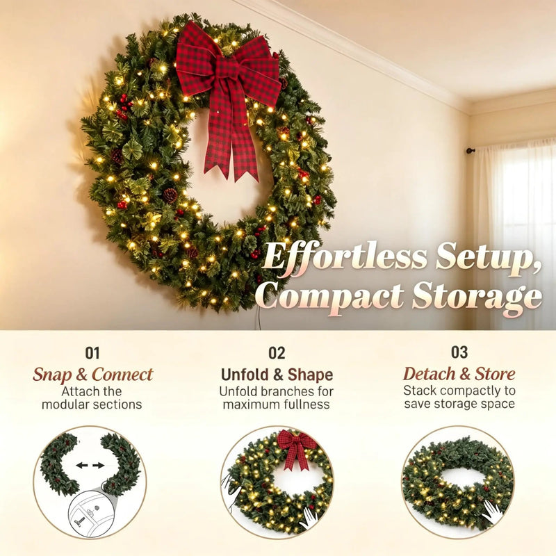 36 Inch Prelit Crestwood Spruce Christmas Wreath with Bow by HouseOfZazla