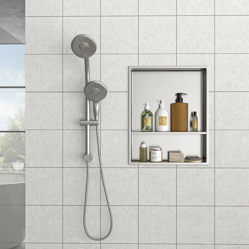 Modern Stainless Steel Shower Niche Double Shelf For Bathroom by HouseOfZazla