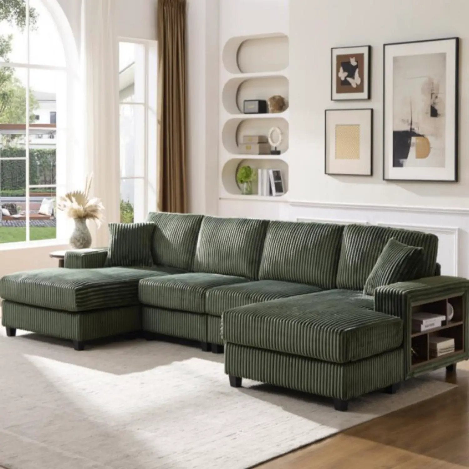 U-Shaped Convertible Sofa, 4 Seater Large Living Room Lounge by Unique Piece Furniture
