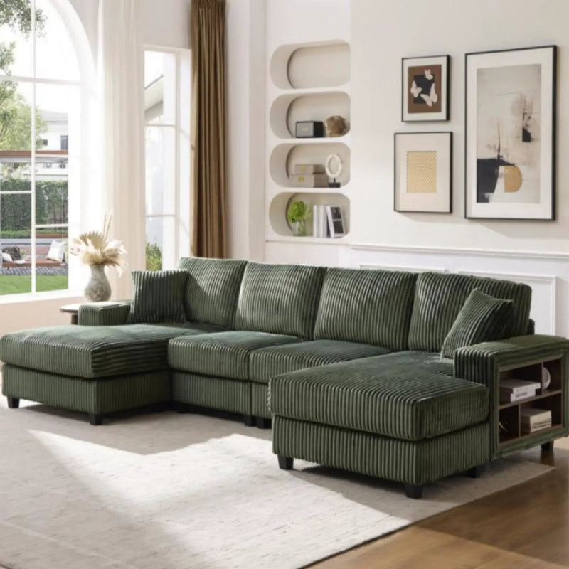 U-Shaped Convertible Sofa, 4 Seater Large Living Room Lounge by HouseOfZazla