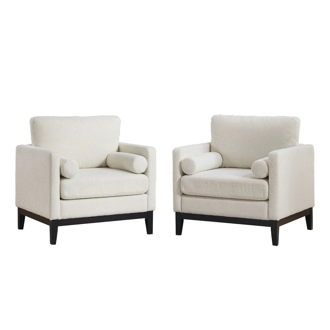 Wide Modern Farmhouse Performance Accent Chair With Legs, Wood Base by HouseOfZazla