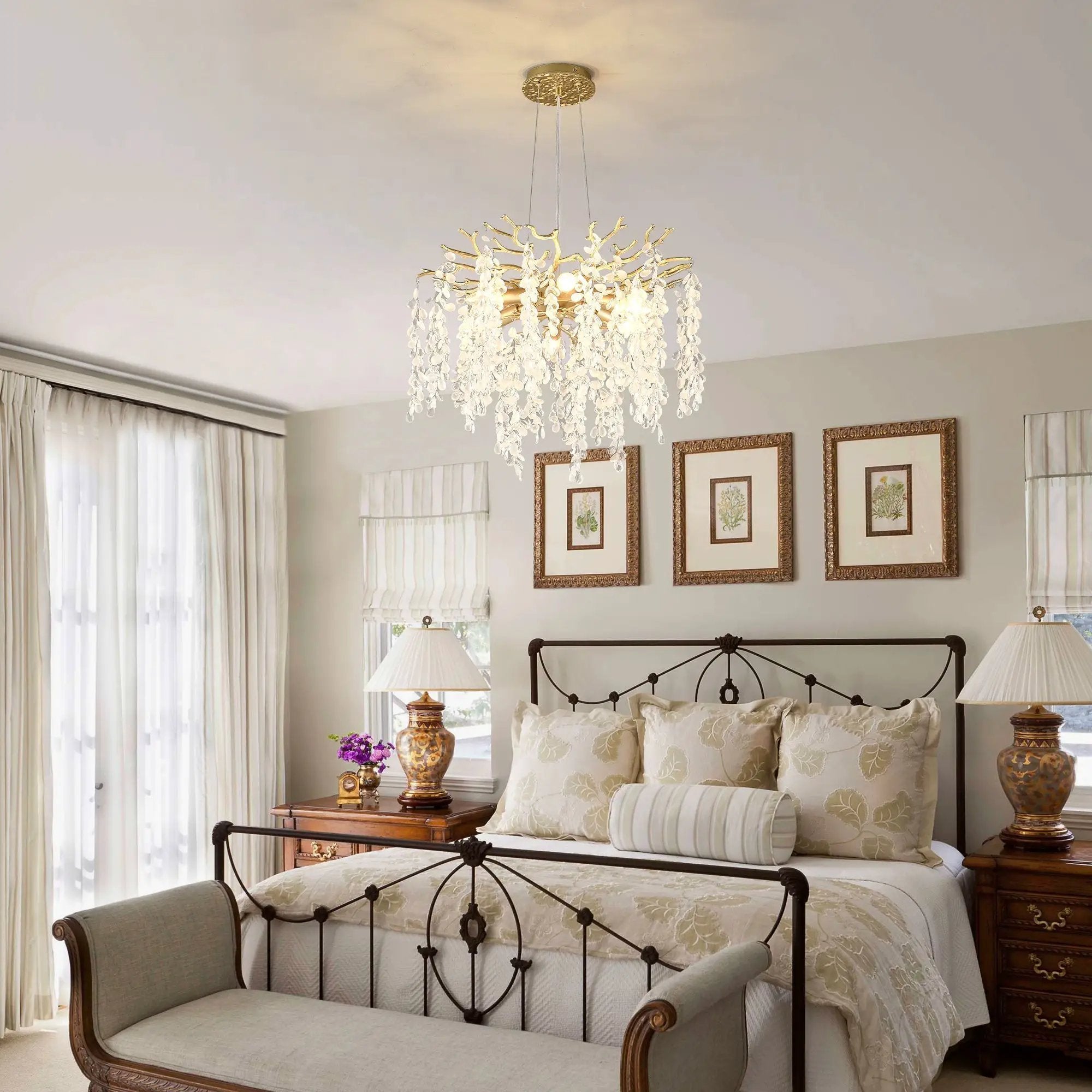 6-Light Chandelier Crystal Ceiling Lamp in Gold by HouseOfZazla