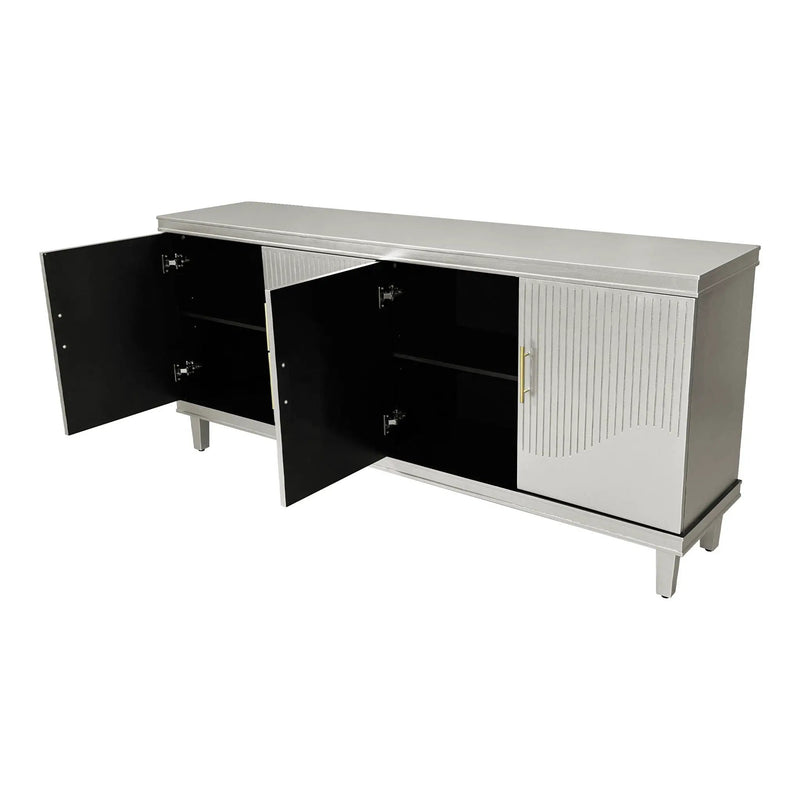 4 Door Cabinet With Adjustable Shelves, Large Storage For Living Room - Champagne by Unique Piece Furniture
