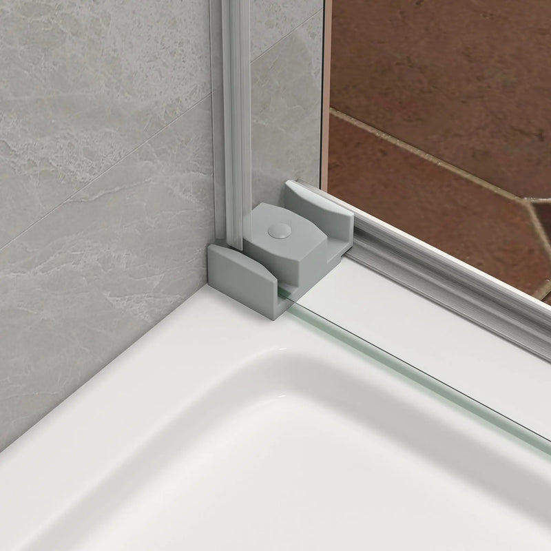 43"-48" W x 76" H Brushed Nickel Reversible Double Bypass Sliding Shower Door by HouseOfZazla