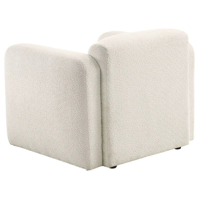Dorset Fabric Upholstered Round Track Arm Accent Chair White by Unique Piece Furniture