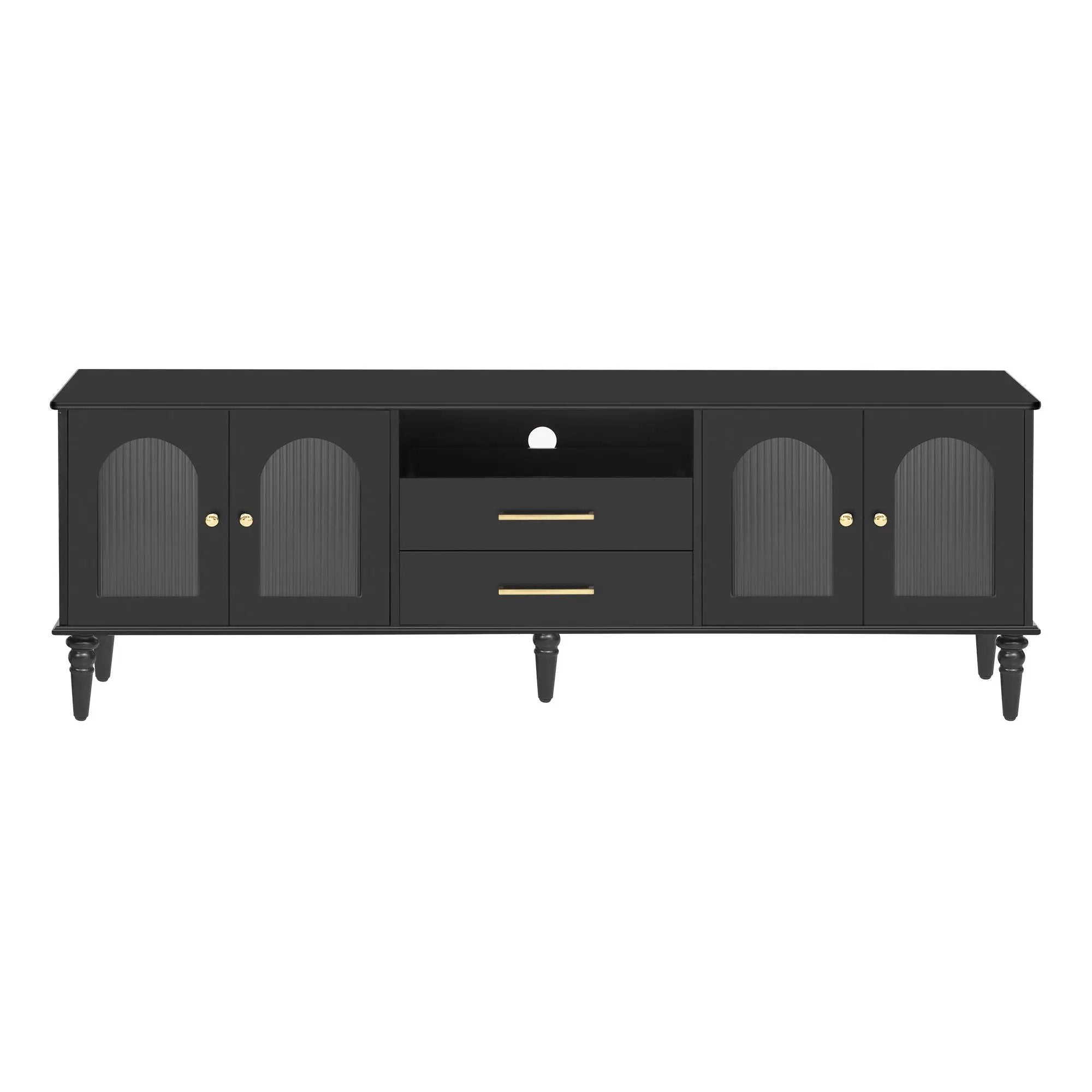 TV Stand For TVs Up To 75", Entertainment Center Media Console For Living Room - Black by HouseOfZazla