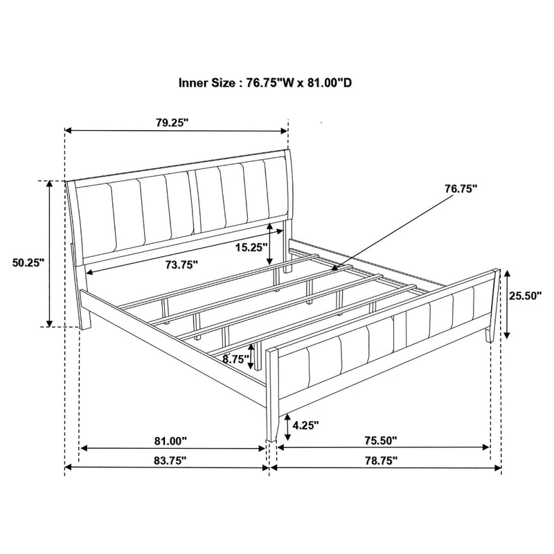 Eastern King Panel Bed With Upholstered Headboard And Footboard - Cappuccino by HouseOfZazla