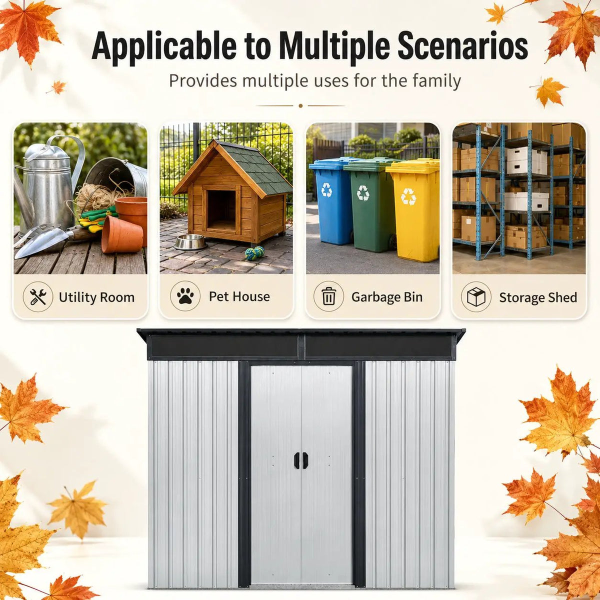 8 ft x 6 ft Outdoor Metal Storage Shed with Window by HouseOfZazla