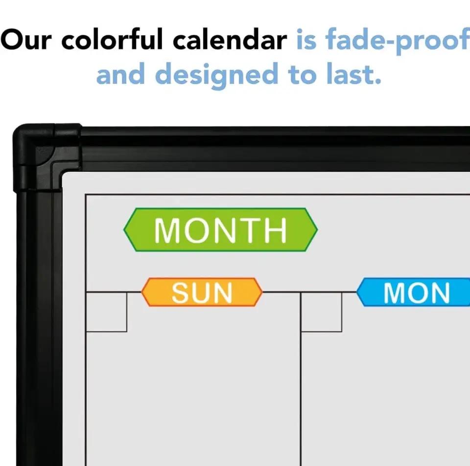 JILoffice Magnetic Calendar Whiteboard & Bulletin Corkboard Combination, Combo Board 48 × 36 Inch, Black Aluminum Frame Wall Mounted Board for Office Home and School with 10 Push Pins by Selzalot